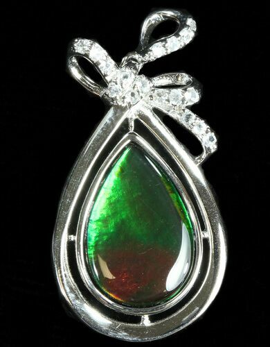 Ammolite Pendant With Sterling Silver & White Sapphires #40171